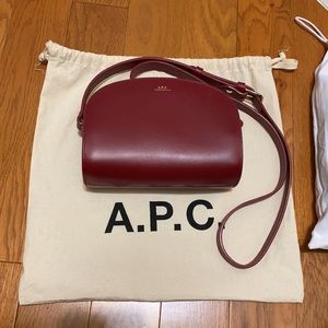 A.P.C. red(burgundy) mini Demi lune bag